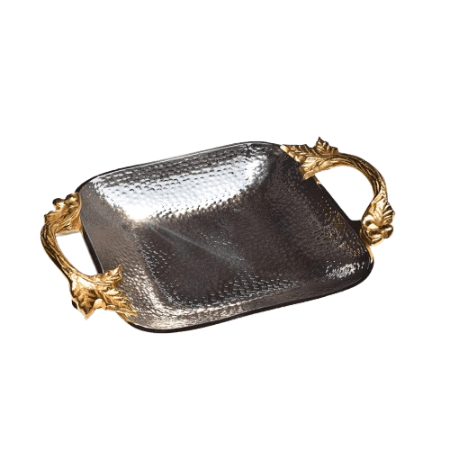 ALUMINIUM HAMMER SERVING TRAY (GOLD & POLISH)